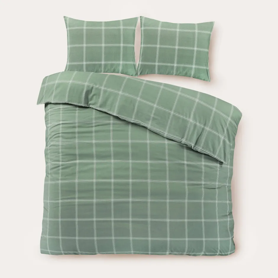 NOUS Living Katoenen Dekbedovertrek Lits-Jumeaux Line Check (240X220 Cm) Outlet