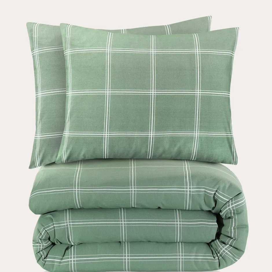 NOUS Living Katoenen Dekbedovertrek Lits-Jumeaux Line Check (240X220 Cm) Outlet