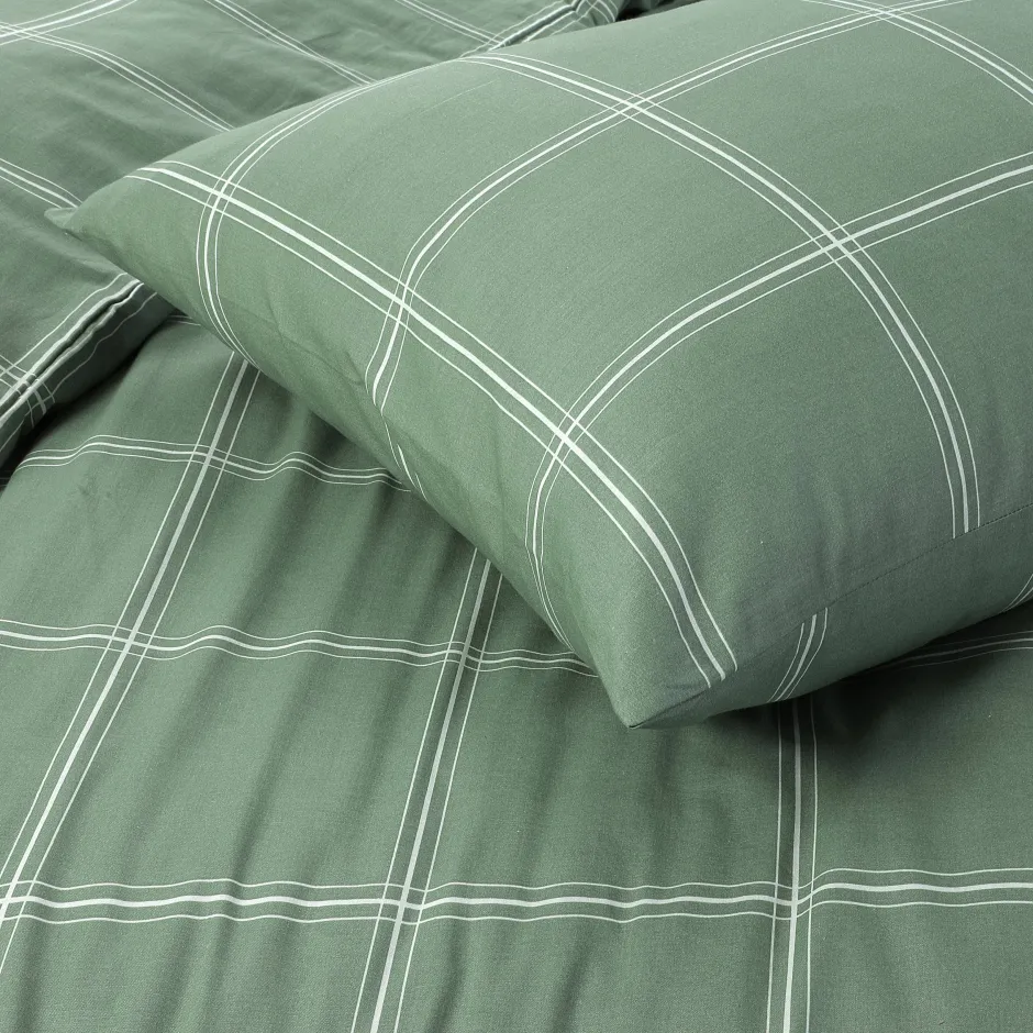 NOUS Living Katoenen Dekbedovertrek Lits-Jumeaux Line Check (240X220 Cm) Outlet