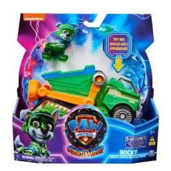 Paw Patrol The Mighty Movie Vuilniswagen Met Rocky Actiefiguur Licht En Geluid^ Speelgoedvoertuigen
