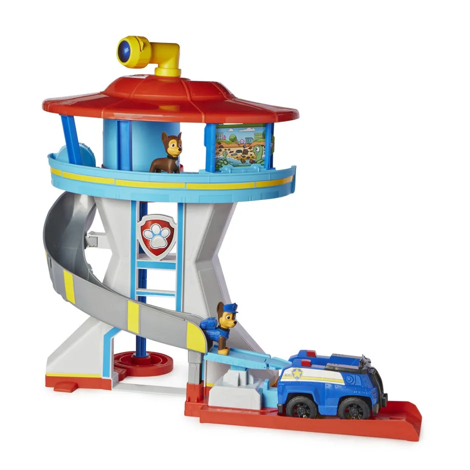 Paw Patrol Uitkijktoren Met Voertuigwerper 2 Chase-Actiefiguren De Politieauto Van Chase En Accessoires^ Speelgoedvoertuigen