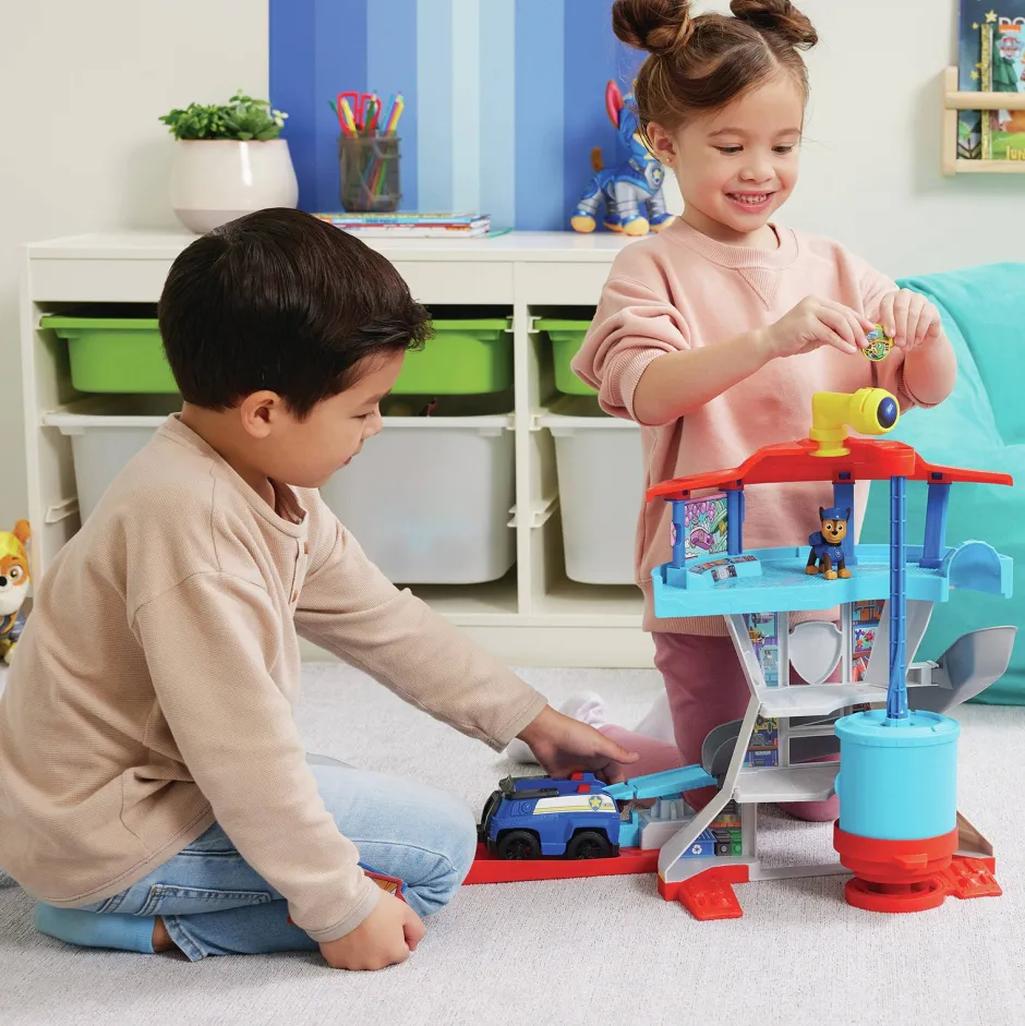 Paw Patrol Uitkijktoren Met Voertuigwerper 2 Chase-Actiefiguren De Politieauto Van Chase En Accessoires^ Speelgoedvoertuigen