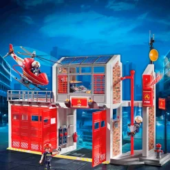 Playmobil City Action Grote Brandweerkazerne Met Helicopter^ Speelfiguren