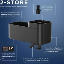 Tiger Opbergbak Met Handdoekhaak 2-Store (24,9X15,7 Cm) New