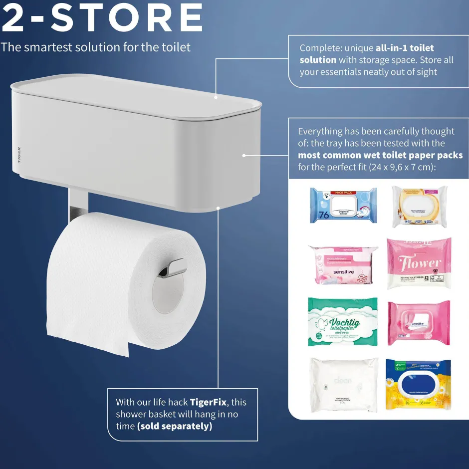 Tiger Toiletrolhouder Met Opbergbakje 2-Store Clearance