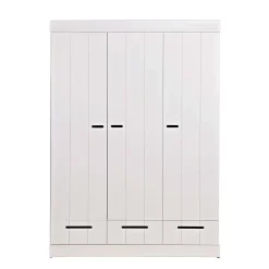 Woood Connect Kast 3-Deurs Met Lade - Grenen - Wit - 195X140X53 Best