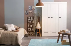 Woood Connect Kast 3-Deurs Met Lade - Grenen - Wit - 195X140X53 Best