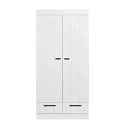 Woood Connect Kast 2-Deurs Met Lade - Grenen - Wit - 195X94X53 Connect Clearance